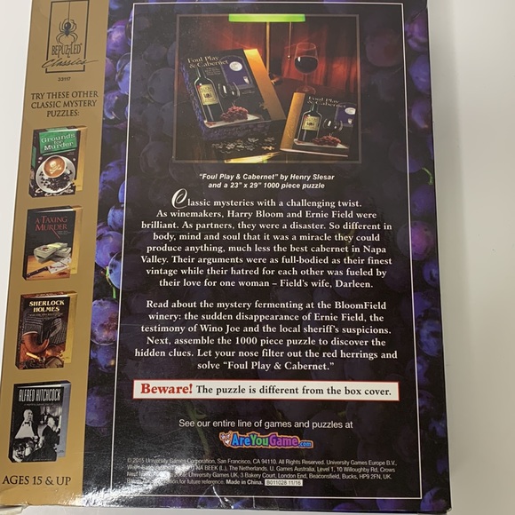 BePuzzled Classics | Foul Play & Cabernet | Mystery Jigsaw Puzzle 1000 Wine Game - Picture 4 of 7